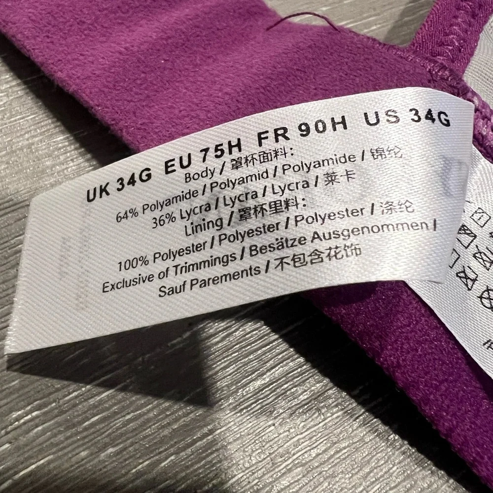 SYROKAN new purple Front adjustable padded sports bra work out bra women’s 34G - Picture 12 of 13